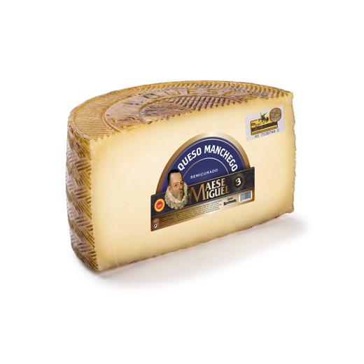 Queso Manchego DOP Semicurado Mitad - Half Semicured Manchego Cheese PDO | Maese Miguel