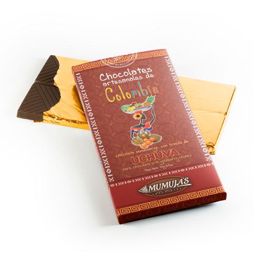 BARRAS DE CHOCOLATE ORGANICO 53% CACAO CON FRUTOS