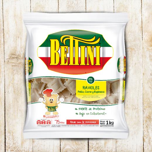 Ravioles con Pollo, Carne y Espinaca - Flow Pack 1kg - Bettini