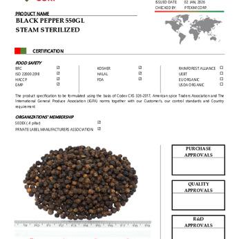 BLACK PEPPER 550GL STEAM STERILIZED