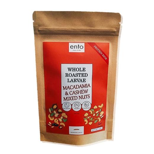 ento Whole Roasted Larvae, Macadamia & Cashew Mixed Nuts 100g