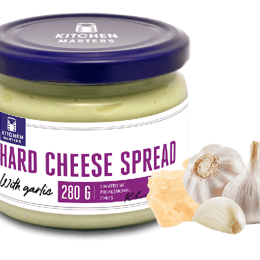Hard cheese spread with garlic