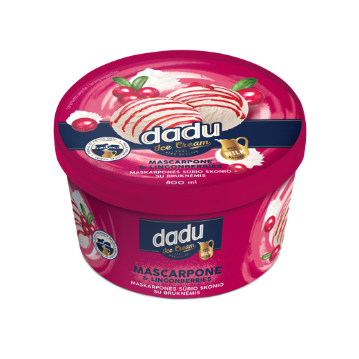 Mascarpone flavoured ice cream with lingonberry ripple