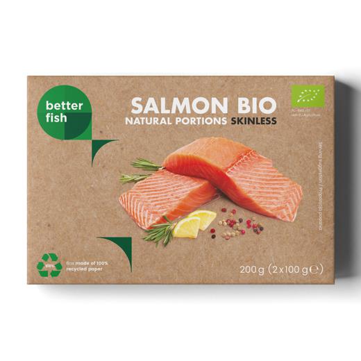 BIO BETTER FISH Salmon portions skinless 2x100g box frozen