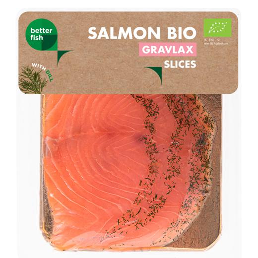 BIO BETTER FISH Salmon slices marinated with dill gravlax 100g VAC chilled img0