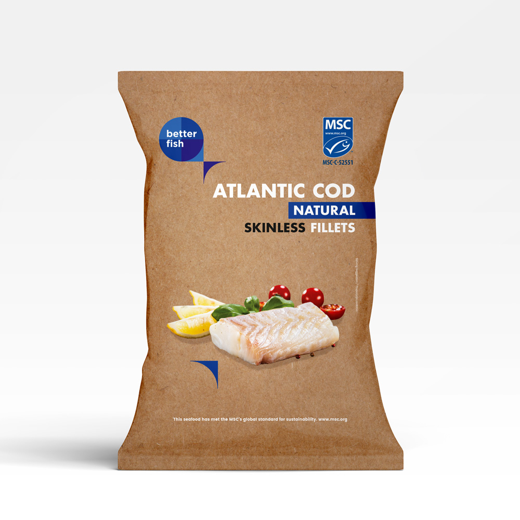 MSC BETTER FISH Cod fillets skinless 500g BAG frozen