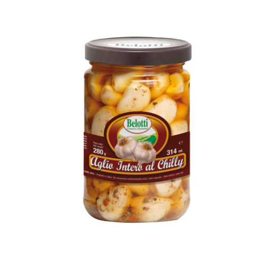 CHILLY WHOLE GARLIC CLOVES IN SUNFLOWER OIL - 314ml