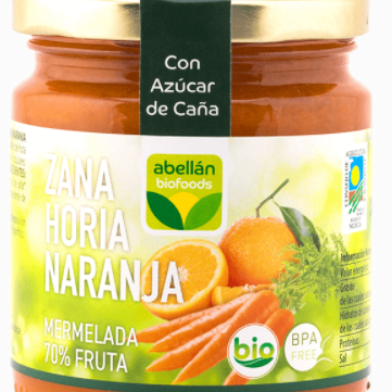 CARROT AND ORANGE EXTRA JAM CANE SUGAR 270gr