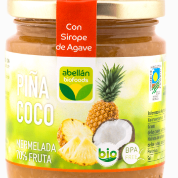 PINEAPPLE AND COCONUT EXTRA JAM WITH AGAVE SYRUP 265gr