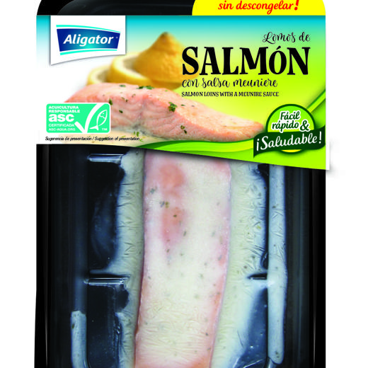 RTE Salmon loins in meunière sauce
