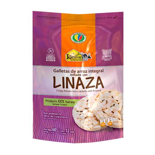 Galletas de arroz integral inflado con linaza