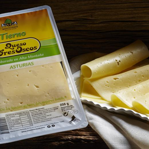 Queso lonchas Tres Oscos tierno - Sliced cheese - Slices 250 g