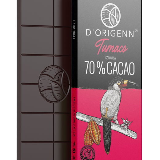 Barras de chocolate 65% y 70% origen Tumaco, Huila, Sierra Nevada y Guaviare peso neto 70 gr img2