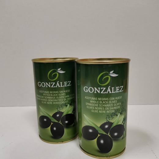 BLACK PITTED OLIVES 370 g TIN