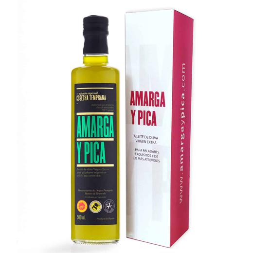 Pack Regalo 1 botella de AMARGA y PICA 500ml Aceite de Oliva Virgen Extra