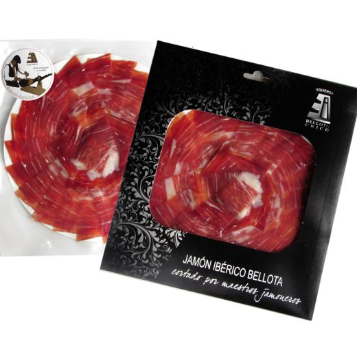 Acorn-Fed 100% Iberian Ham, Knife Sliced Dish 100 g / Jamón de bellota 100% ibérico cortado a cuchillo 100 gr