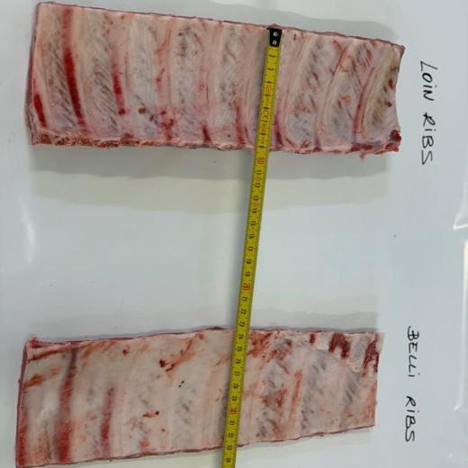 Frozen pork iberico belly rib PRCapproved 10 ribs x 10 cm