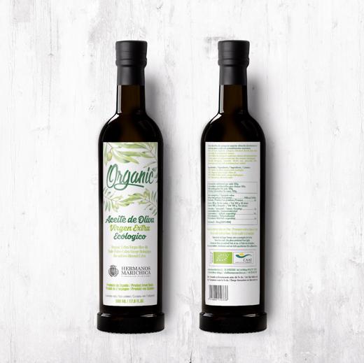 Organic extra virgin olive oil 500ml glass Hermanos Marichica img1